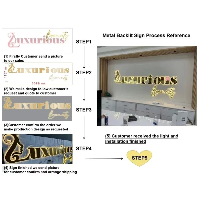 Custom 3D Business Logo 3D Illuminated Letters LED Backlit Sign Business Signage Metal 3d Business Sign Office Sign For Wall-6
