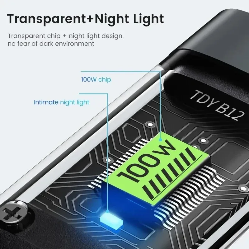 3 In 1 100W LED Digital Display USB Cable Type C Usb Micro For iphone Samsung Huawei Xiaomi Multi Port Multiple Charging Wire-5