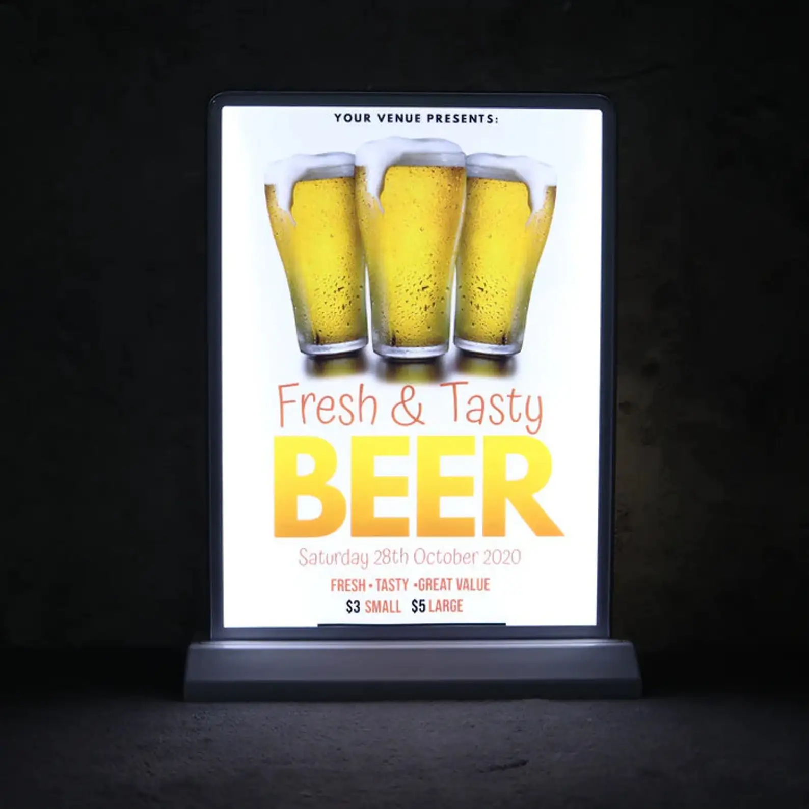 Rechargeable A4 Desktop Advertising Light Box Dimmer Acrylic Flashing Led Light Table Menu Restaurant Card Display Holder Stand-2