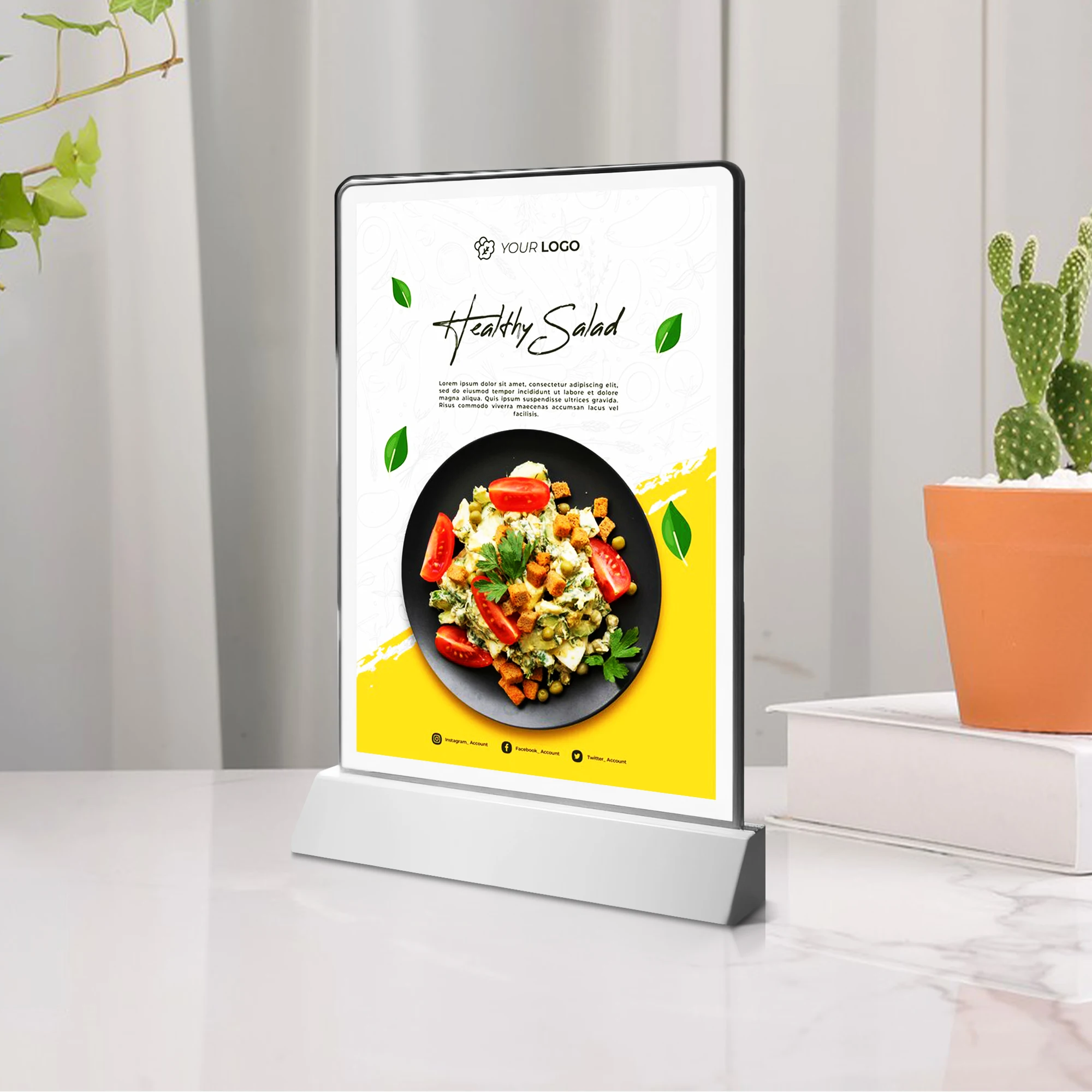 Rechargeable A4 Desktop Advertising Light Box Dimmer Acrylic Flashing Led Light Table Menu Restaurant Card Display Holder Stand-6