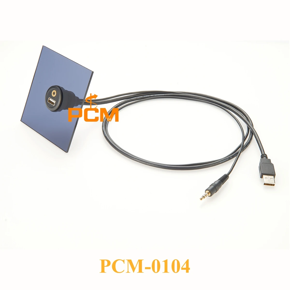 Round panel USB2.0 3.5mm flush mount dual port cable, USB and 3.5mm AUX stereo cable for car boat and Motorcycle dash mount-6