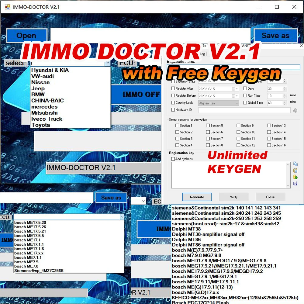 IMMO DOCTOR V2.1 + MULTI EDITOR V2 + For HYUNDAI For KIA DTC + .pt to bin + Davinci 1.0.28 Unlimited Keygen Car Repair Software-2