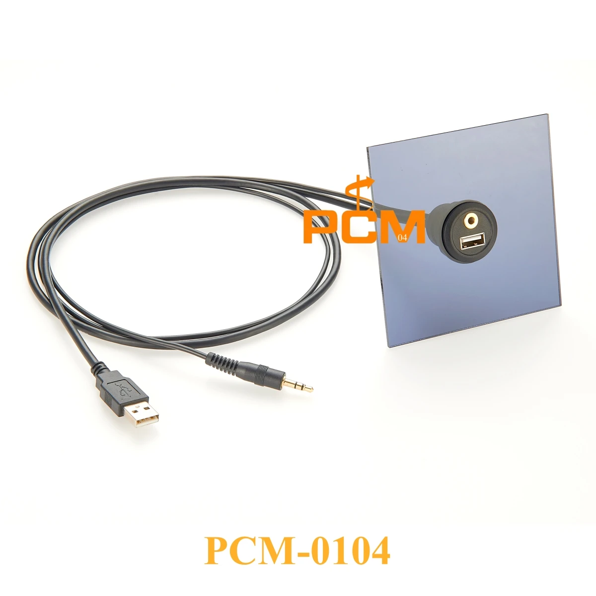 Round panel USB2.0 3.5mm flush mount dual port cable, USB and 3.5mm AUX stereo cable for car boat and Motorcycle dash mount-5