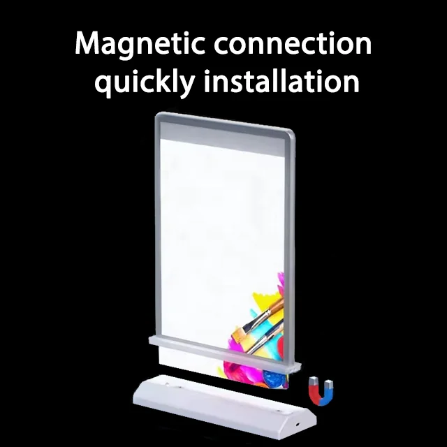 Rechargeable A4 Desktop Advertising Light Box Dimmer Acrylic Flashing Led Light Table Menu Restaurant Card Display Holder Stand-3
