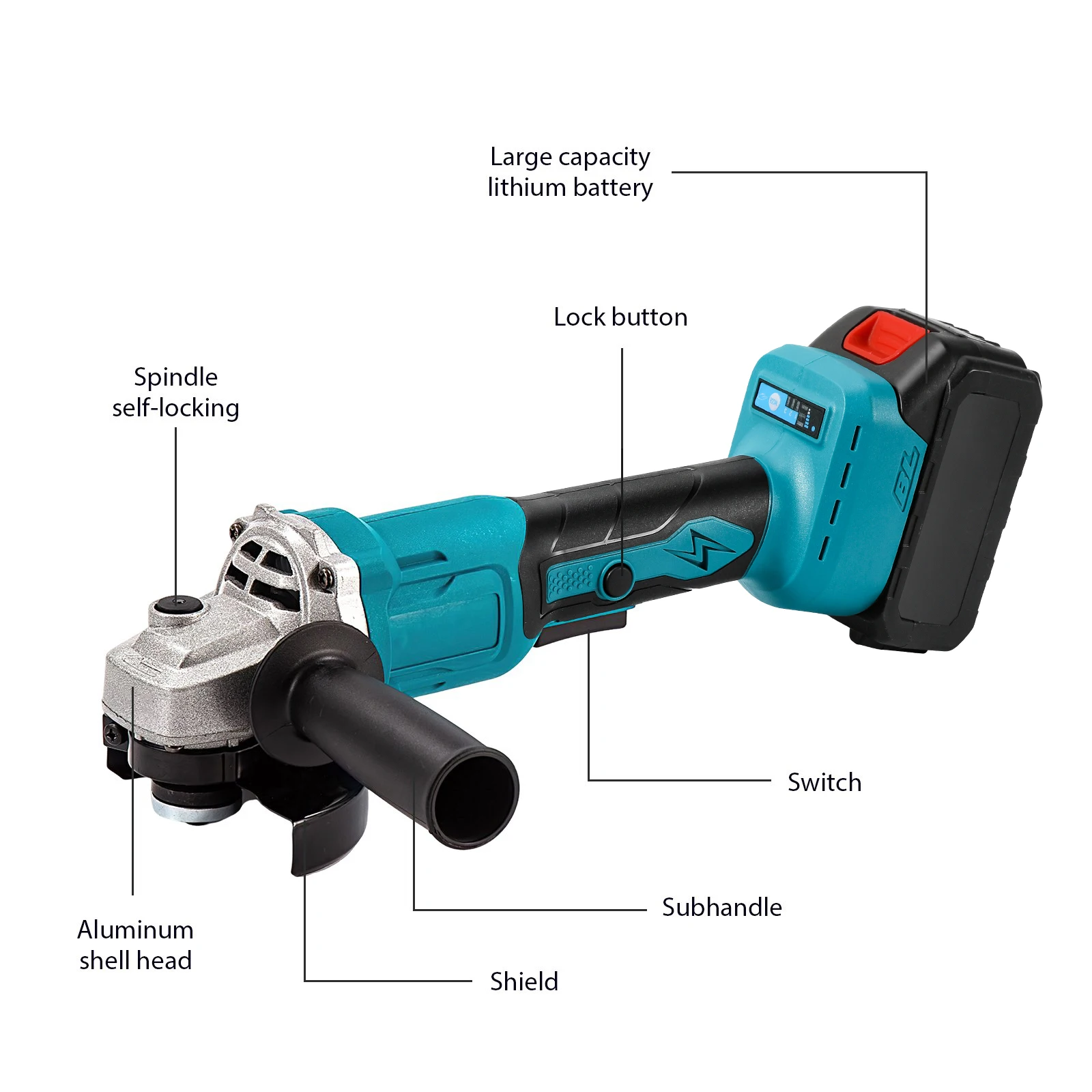 1000W 125MM Brushless Electric Angle Grinder 3 Speeds Grinder Cutting Machine Woodworking Power Tool For Makita 18V Battery-3
