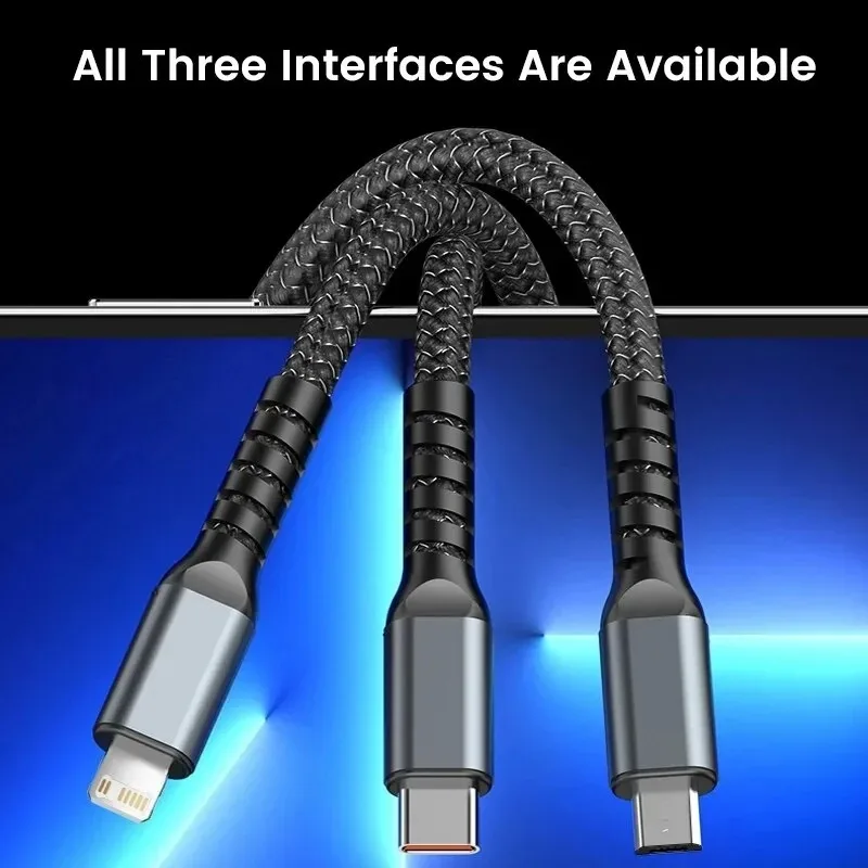 3 In 1 100W LED Digital Display USB Cable Type C Usb Micro For iphone Samsung Huawei Xiaomi Multi Port Multiple Charging Wire-3