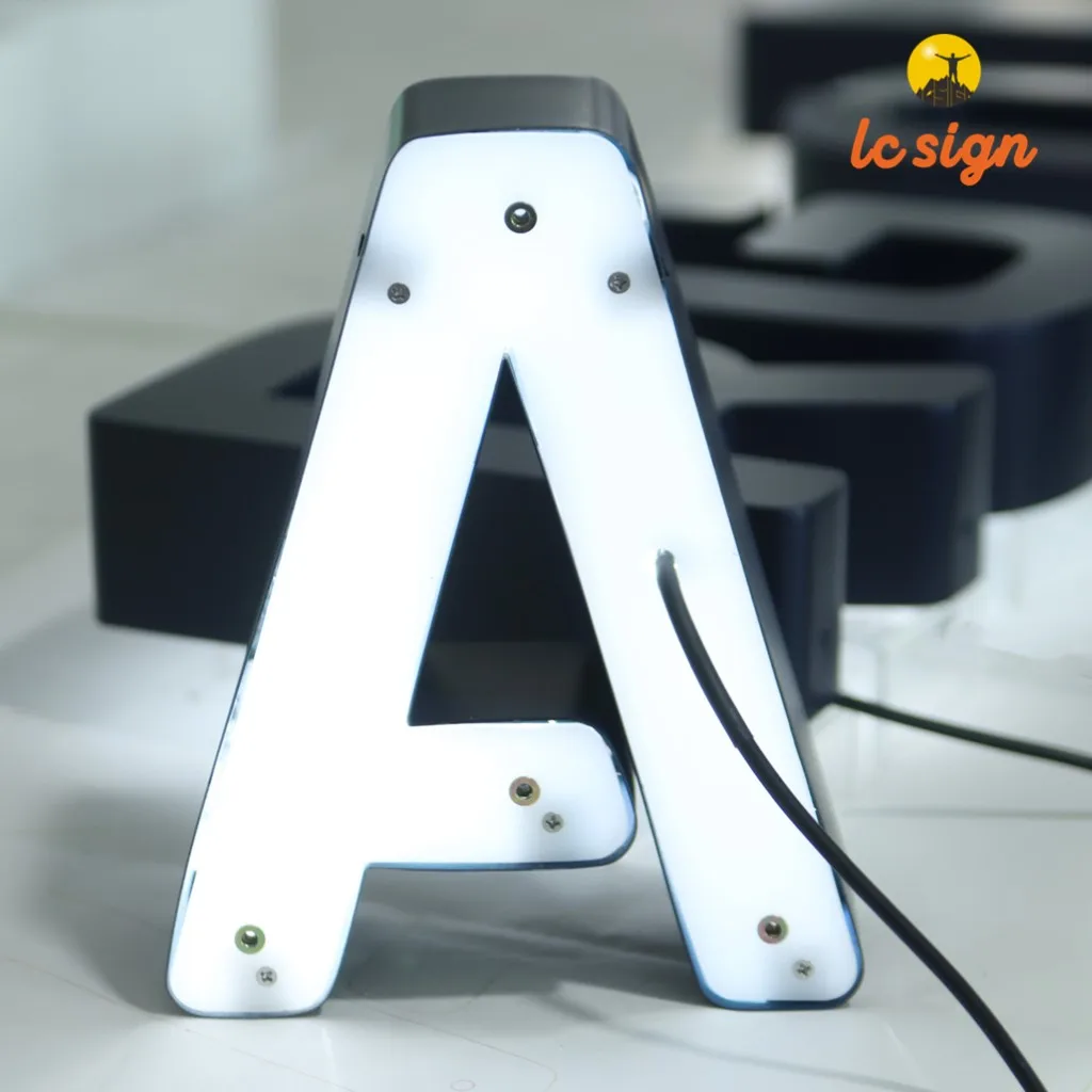 High 3d metal backlit signs customizable store front signage Metal Logo channel Letter business sign custom