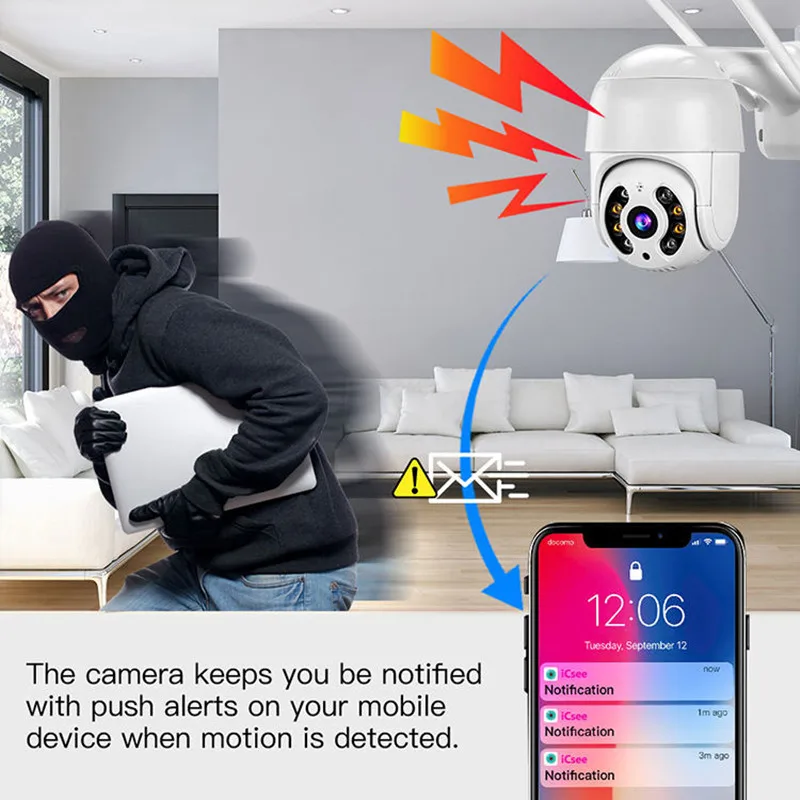 8MP 4K Wireless PTZ Camera HD 1080P Color Night Vision Wifi IP Camera Outdoor 5MP Ai Auto Tracking CCTV Surveillance Cam iCsee-5