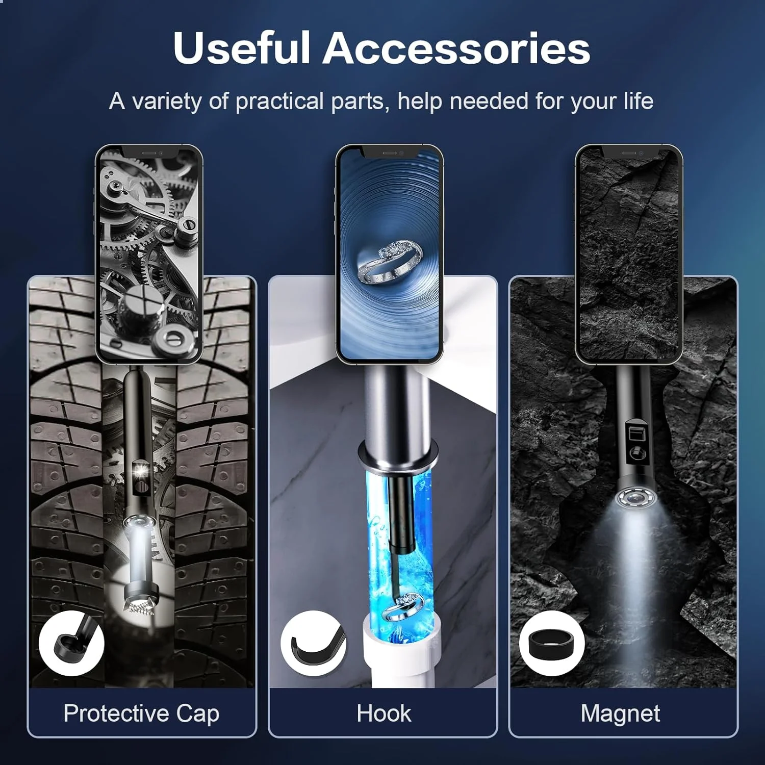 8mm 1080P Endoscope Automotive Boroscope Inspection Device Camera For Apple Iphone IOS Smart Phone Android Type C Cars Mobile-4