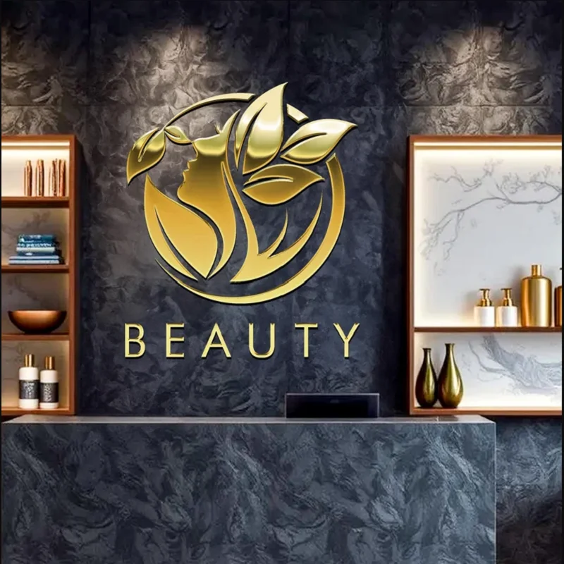 Custom Logo Letters Metal Office Reception Sign Building Signage Beauty Salon Logo Wall Sign Advertising Acrylic Sign-3