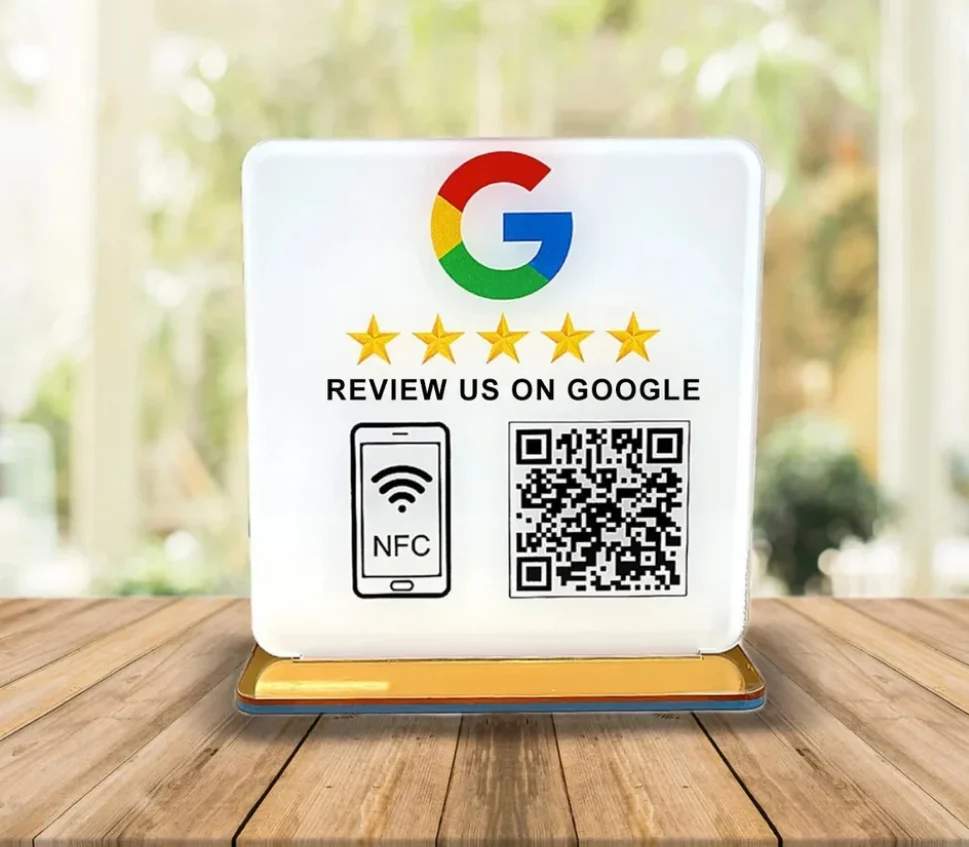 Custom Google Review Sign with NFC Scan code Acrylic Social Media Signs For Your Business Retail Store Decors