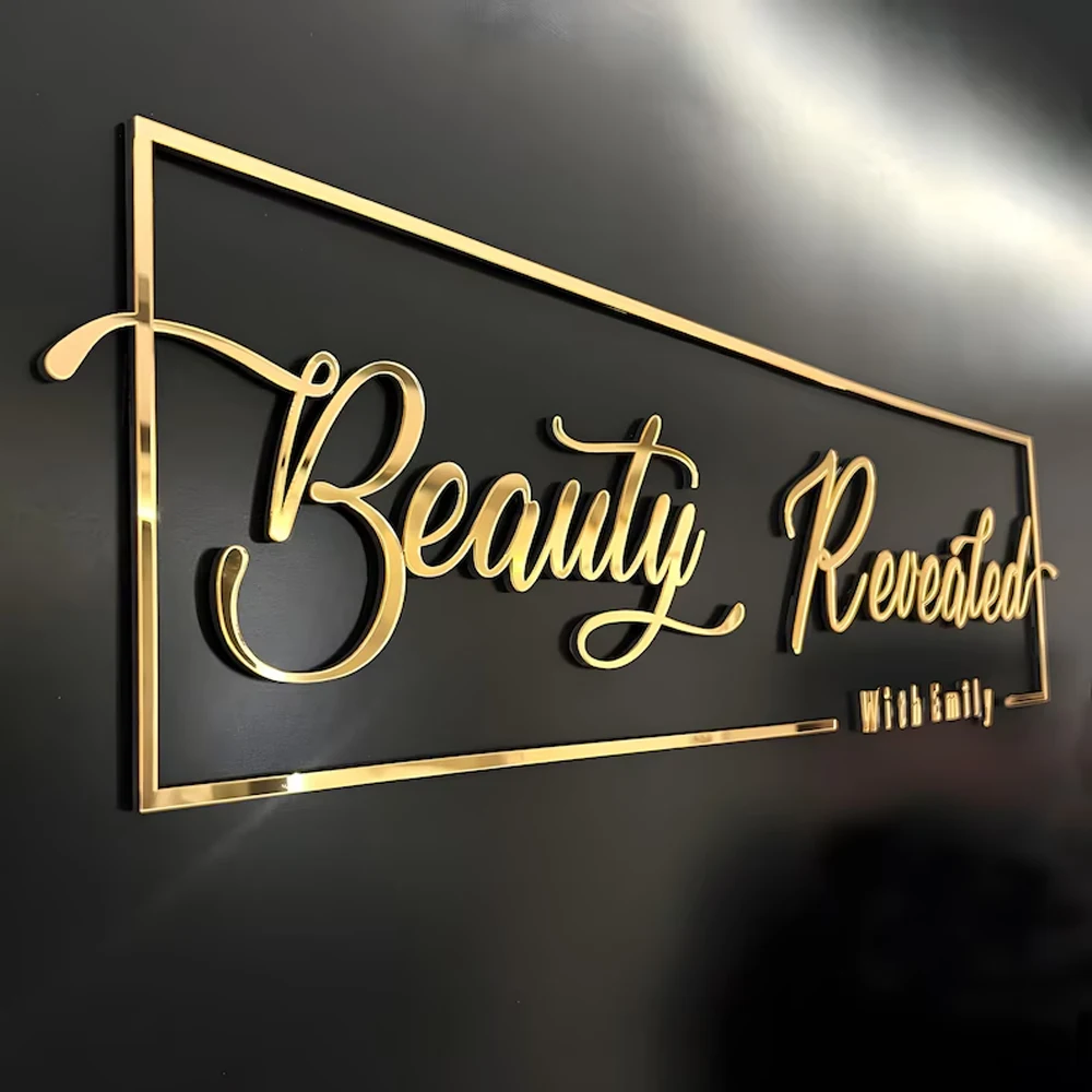Custom Indoor Business Sign Metal Acrylic Sign Business Laser cut Metal Sign 3D Logo Wall Logo Letter For shop Salon Hotel Deco-3