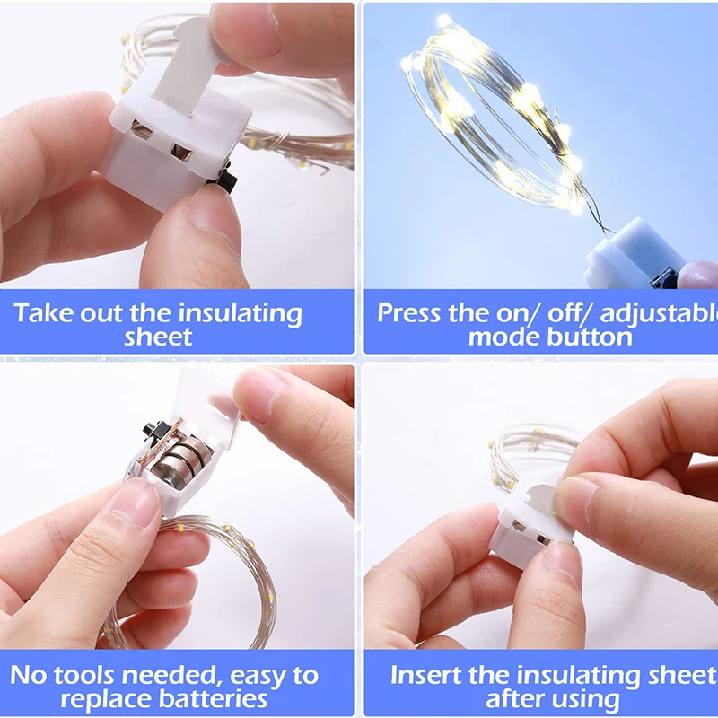 10pcs LED String Lights Battery Powered Colored Atmosphere Fairy Garlands Light  For Outdoor Room Wedding Party Festival Decor-5