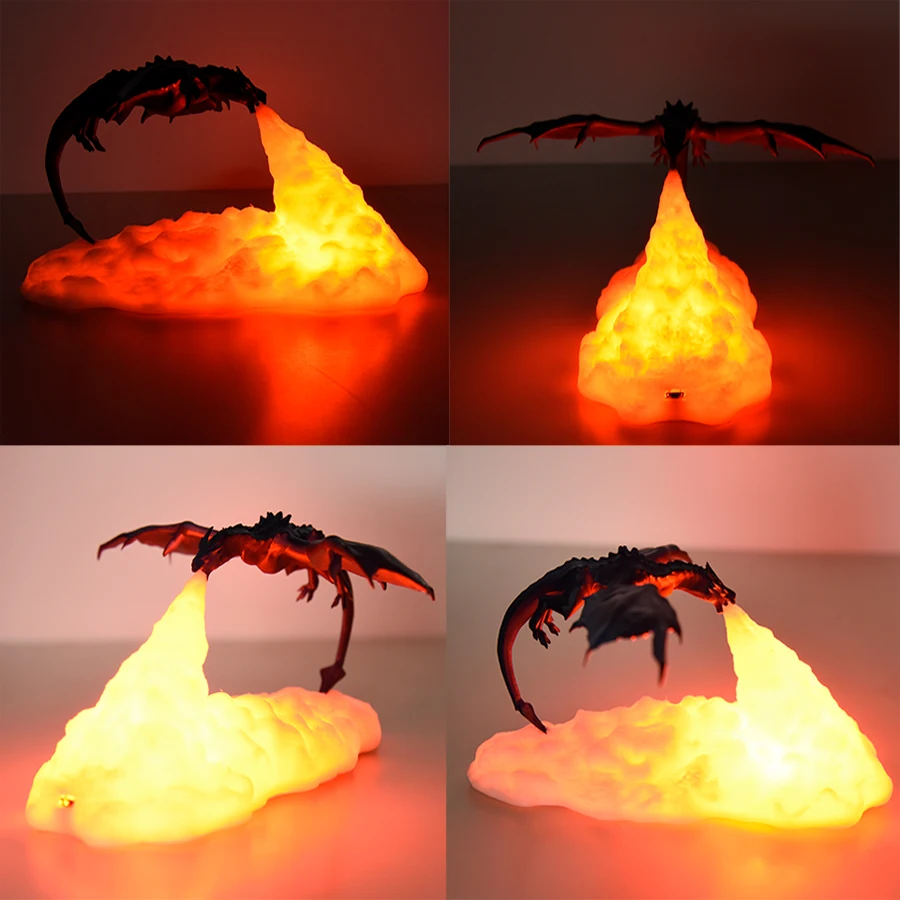 3D Room Decor Print LED Fire Dragon Ice Dragon Lamps Home Desktop Rechargeable Lamp Best Gift For Children Family  Home Decor-6