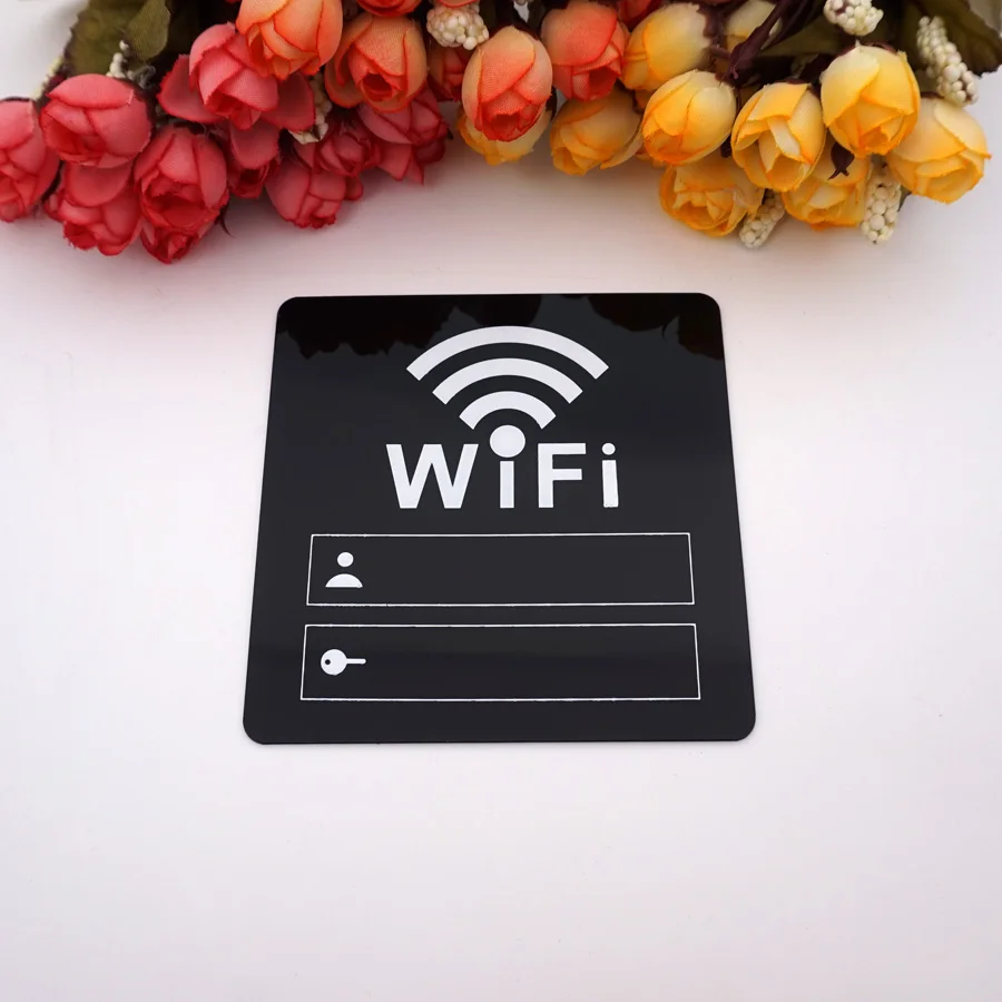 WIFI Sign 3D Acrylic Mirror Wall Stickers Rewritable Handwriting Account and Password For Public Shope Signage-5
