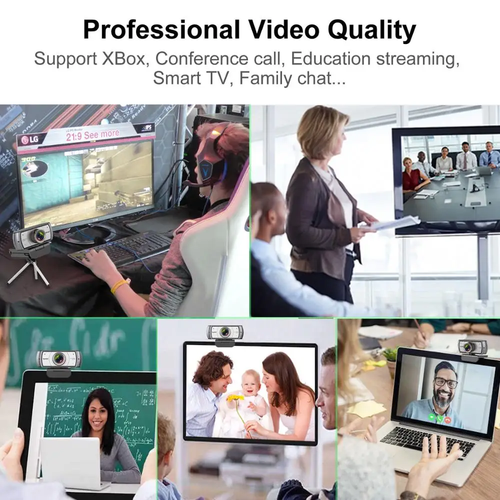 Spedal C920Pro 120° Wide Angle Webcam 1080P Full hd with Microphone USB Video Conference Meetting For Laptop Computer Mac PC-6