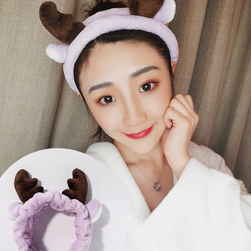 Wash Face Hair Holder Hairbands Soft Warm Coral Fleece Bow Animal Ears Headband For Women Girls Turban Fashion Hair Accessories-4