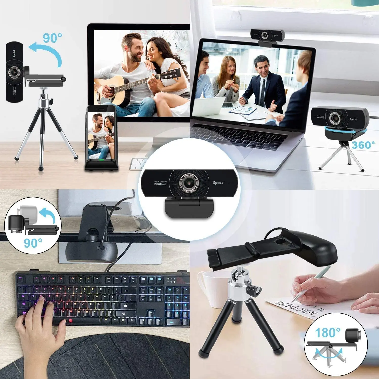 Spedal MF934H 1080P Hd 60fps Webcam with Microphone for Desktop Laptop Computer Meeting Streaming Web Camera Usb [Software]-2