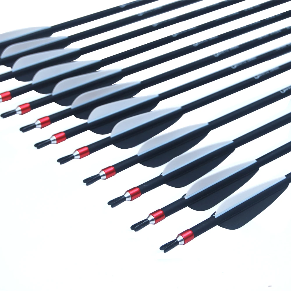 6/12/24/30PCS ID 6.2mm Carbon Arrows Archery Arrow Shooting Hunting Bow TPU Feather 28/30/31 Inch Shaft Replaceable arrowhead-4