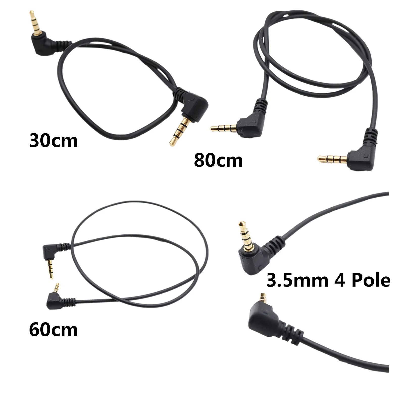 3.5mm TRRS 4 Pole 90° Male Angled to 3.5mm Angled 3 Ring Male Jack Right Angle Audio Converter Adapter Cable Cord Gold-2