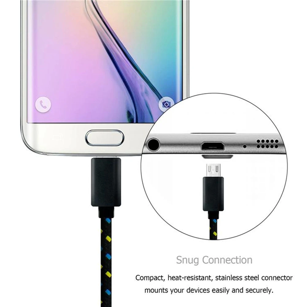 Micro USB Cable 1m/2m/3m Data Sync USB Charger Cable For Samsung Huawei Xiaomi HTC Android Phone Nylon Braided Microusb Cables-5