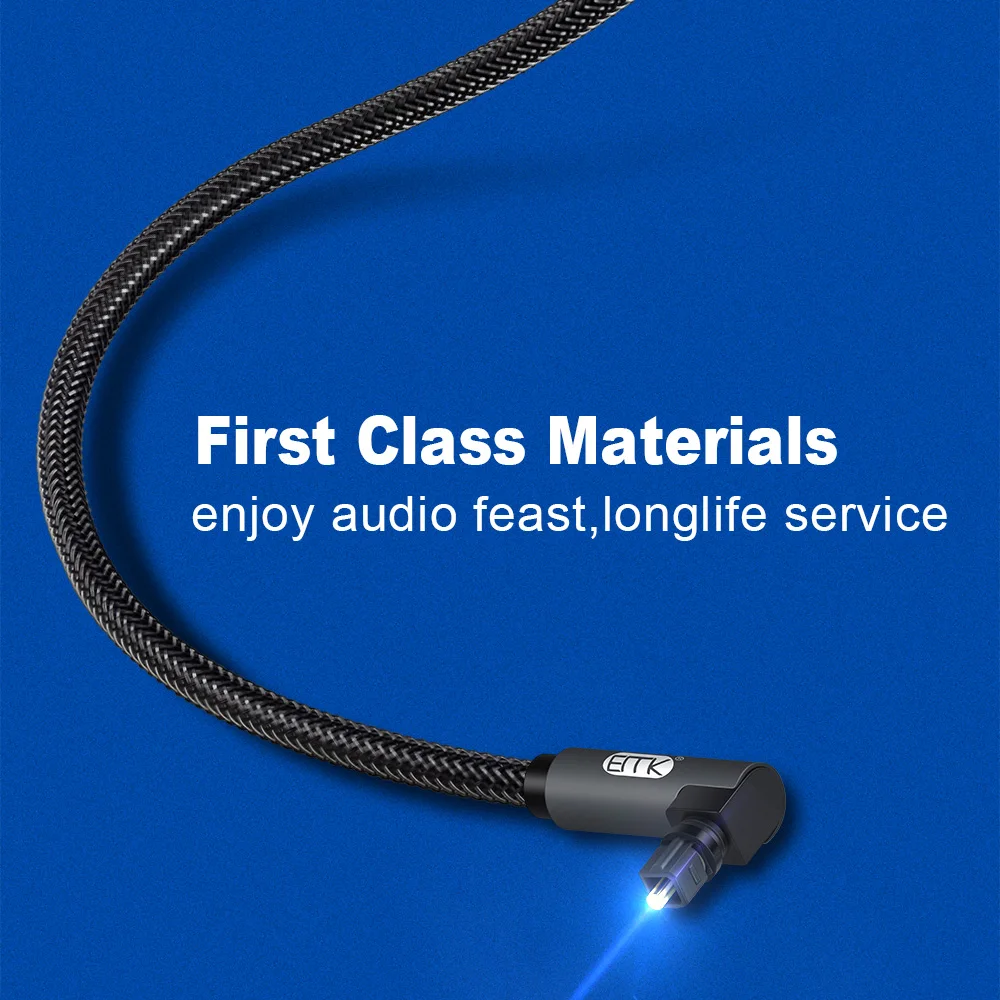 EMK 90 Degree Digital Optical Audio Cable 5.1 Right Angle Toslink SPDIF Cable for Blu-ray Player Xbox Soundbar Fiber Cable-2