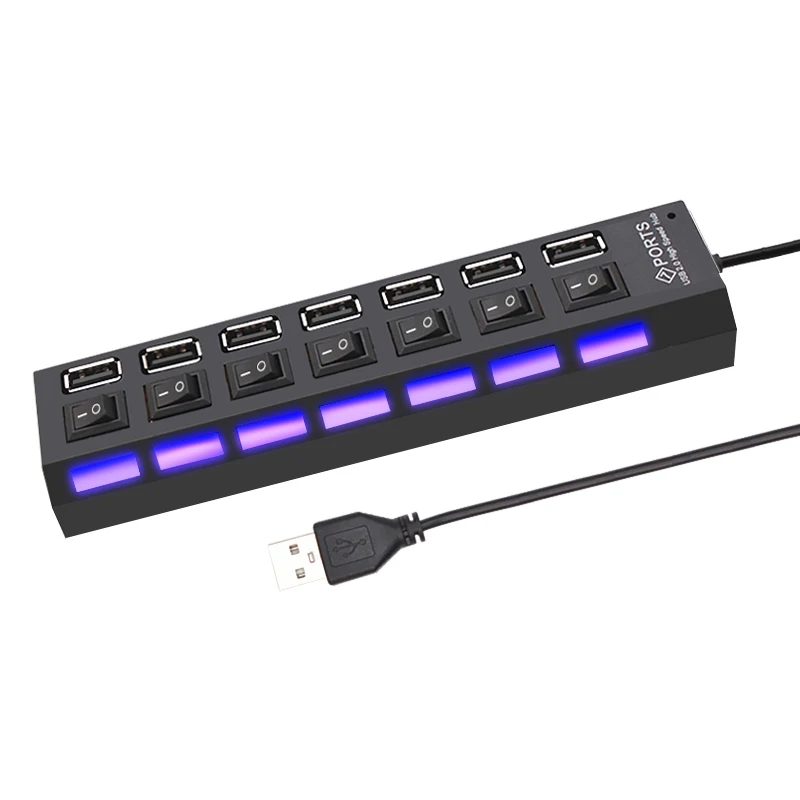 USB 2.0 Hub USB Hub 2.0 Multi USB Splitter Hub Use Power Adapter 4/7 Port Multiple Expander 2.0 USB Hub with Switch for PC-3