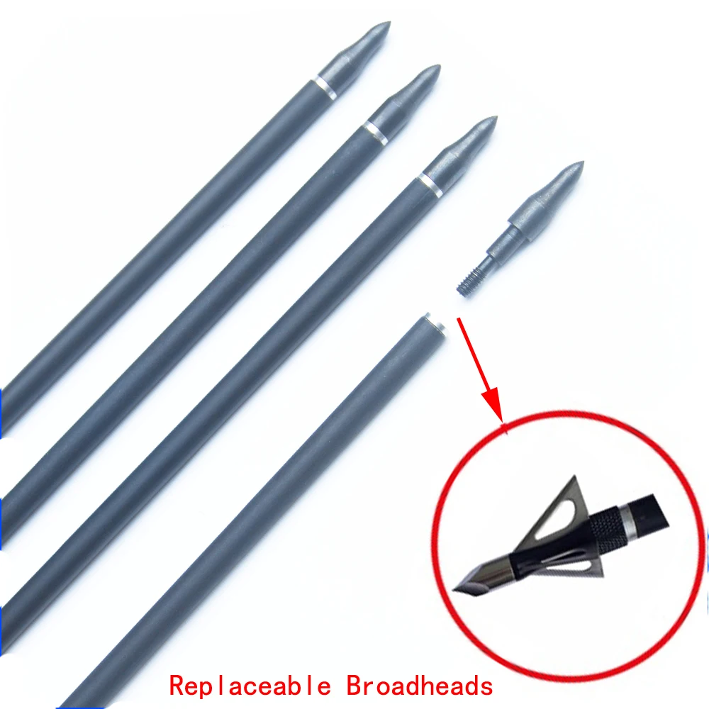 6/12/24/30PCS ID 6.2mm Carbon Arrows Archery Arrow Shooting Hunting Bow TPU Feather 28/30/31 Inch Shaft Replaceable arrowhead-6