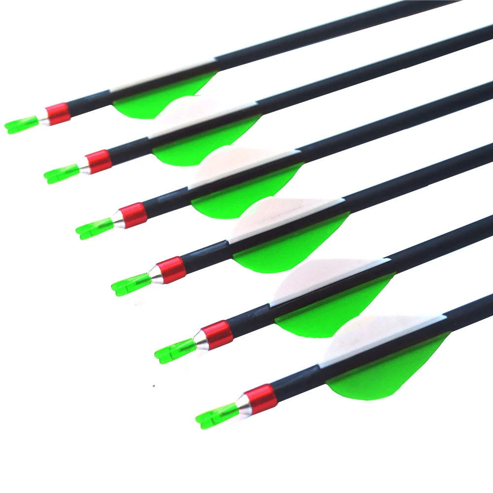 Spine 300 400 Archery Pure Carbon Arrows Hunting 28/30/31 Inch Shaft For Compound Recurve Bow-5