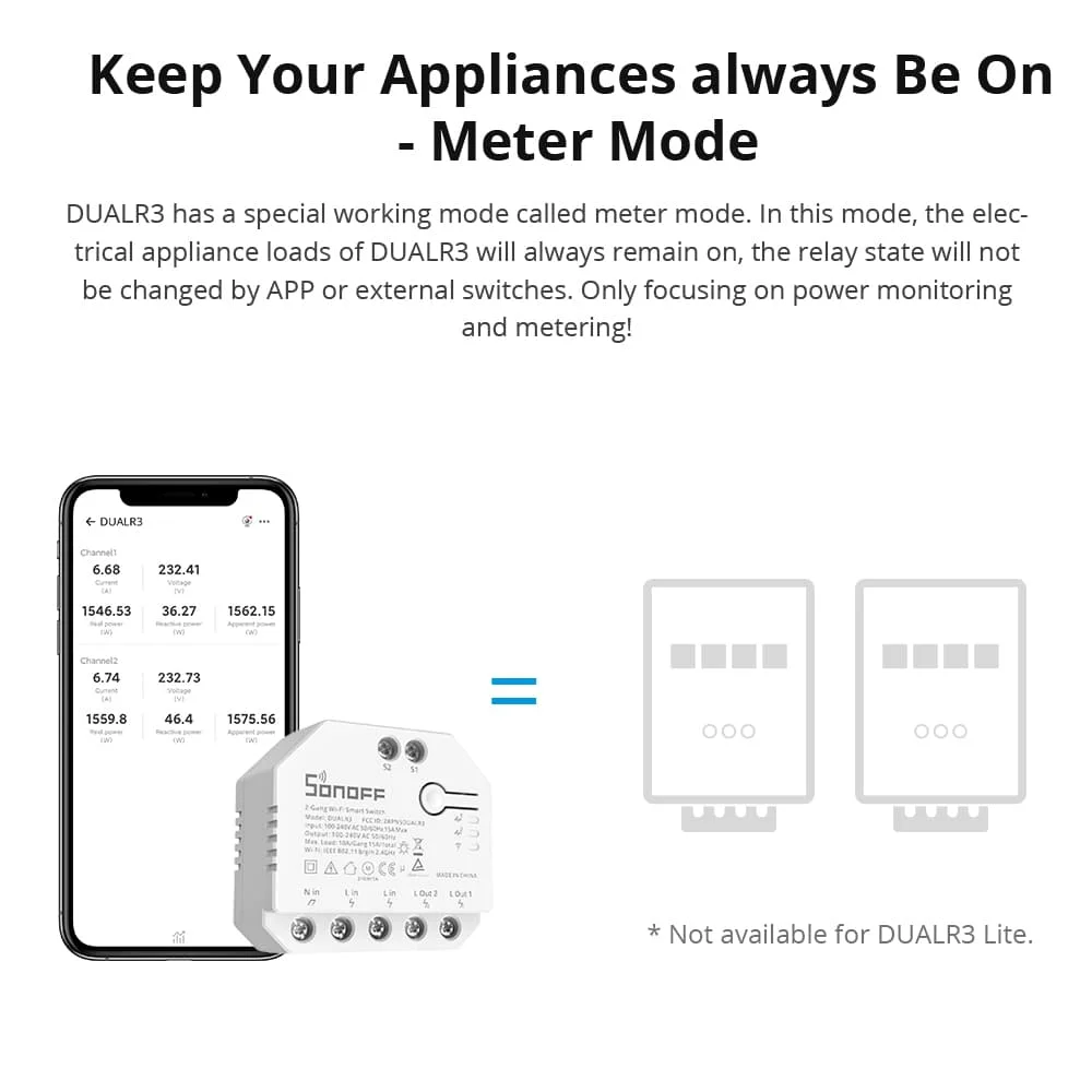 SONOFF DUAL R3 2 Gang Dual Relay Module DIY Wi-Fi MINI Smart Switch Power Metering Control via eWeLink Alexa Google Smart Home-6