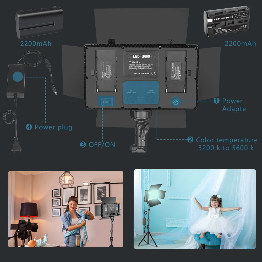 Nagnahz U800 LED Photo Studio Light for Tiktok Youbute Game Live Video Lighting Portable Video Recording Photography Panel Lamp-3
