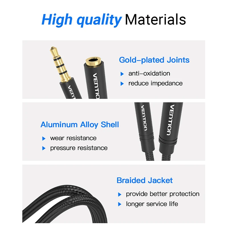 Vention Jack 3.5 Aux Extension Cable for Car Laptop Mini PC TV Xiaomi Huawei Stereo 3.5 mm Jack Headphone Speaker Cable Auxiliar-6