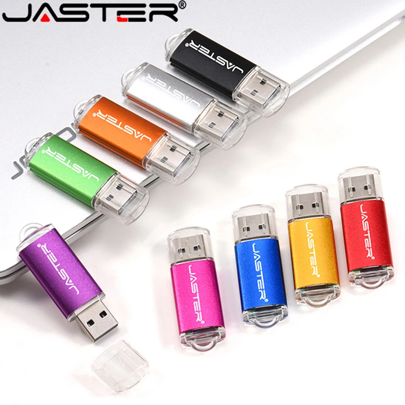 JASTER New Creative With Key Chain USB 2.0 Flash Drive 128GB 64GB 32GB 16GB 8GB 4GB 128MB Pendrive Fashion 9 Colors U Stick Gift-5