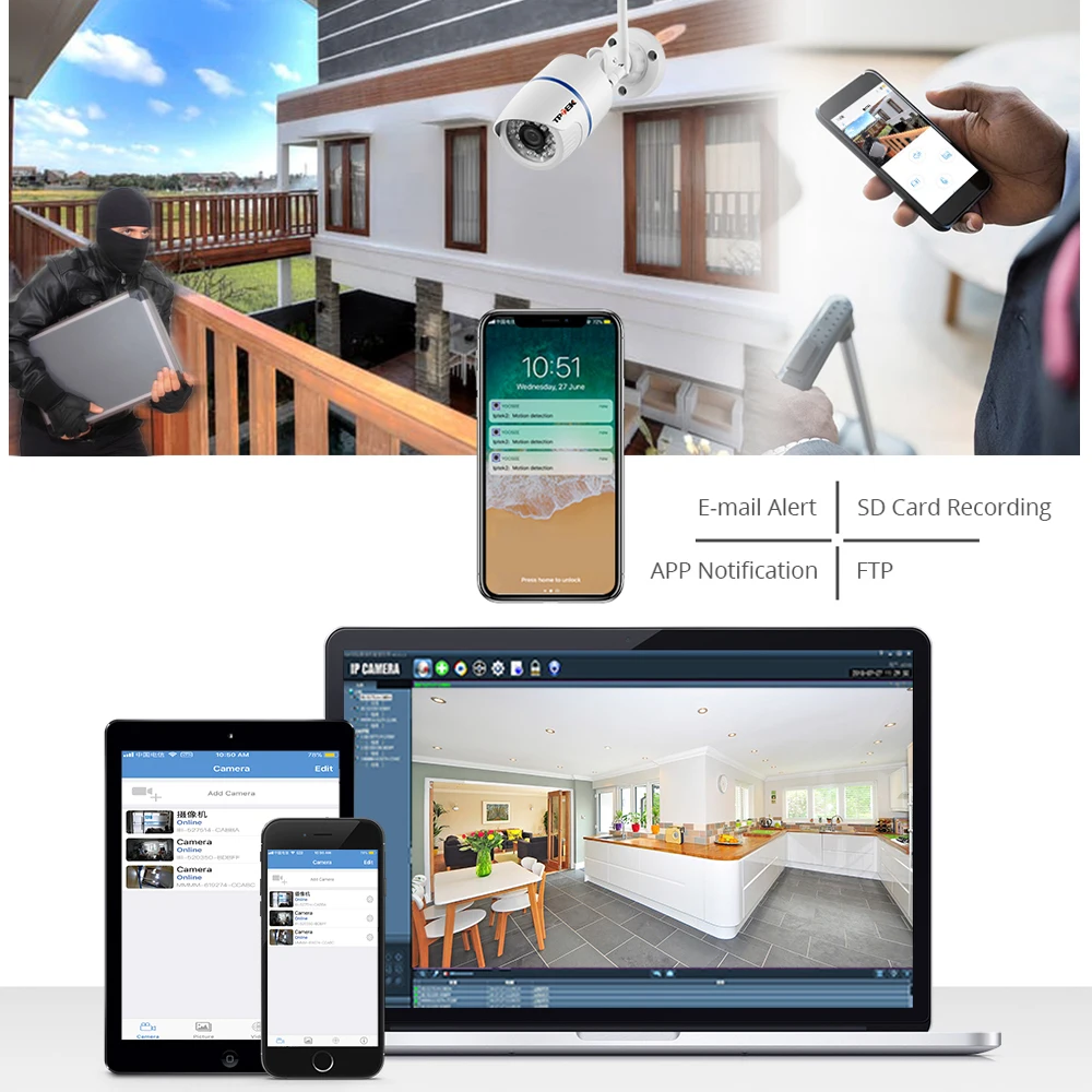 4MP 1080P IP Camera Outdoor WiFi Home Security Camera Wireless Surveillance Wi Fi Bullet Waterproof IP Video HD Camara CamHi Cam-3