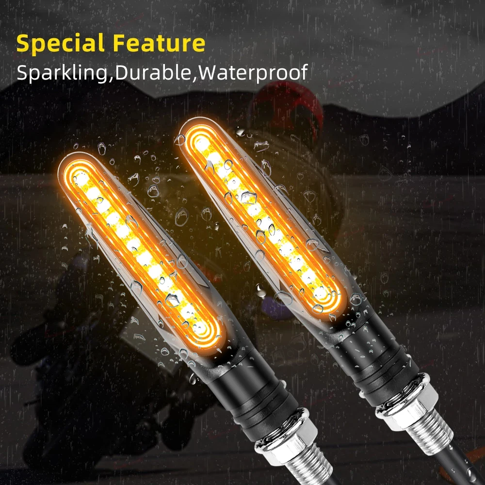 Motorcycle Led Turn Signals Directional Indicators Flashing Rear Tail Brake Flasher Light Stop Signal Light Motorcycle DRL Lamp-3