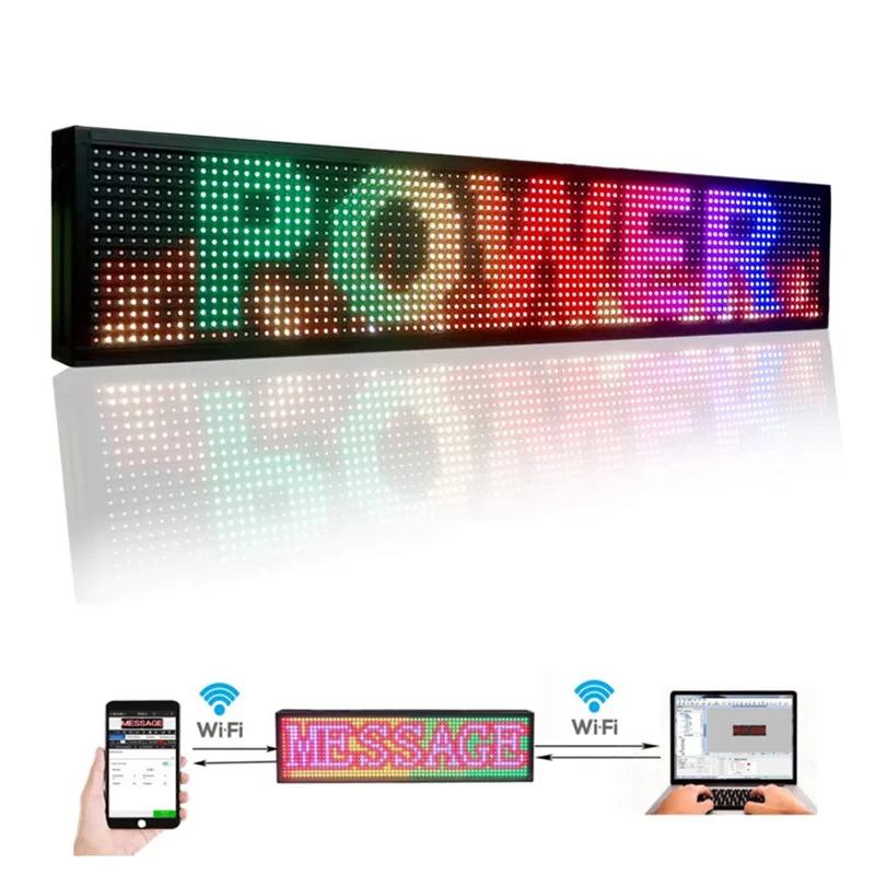 Outdoor Full Color P10 Wifi Scrolling Texts Messages Board Programmable Led Sign (1320x200mm)-4