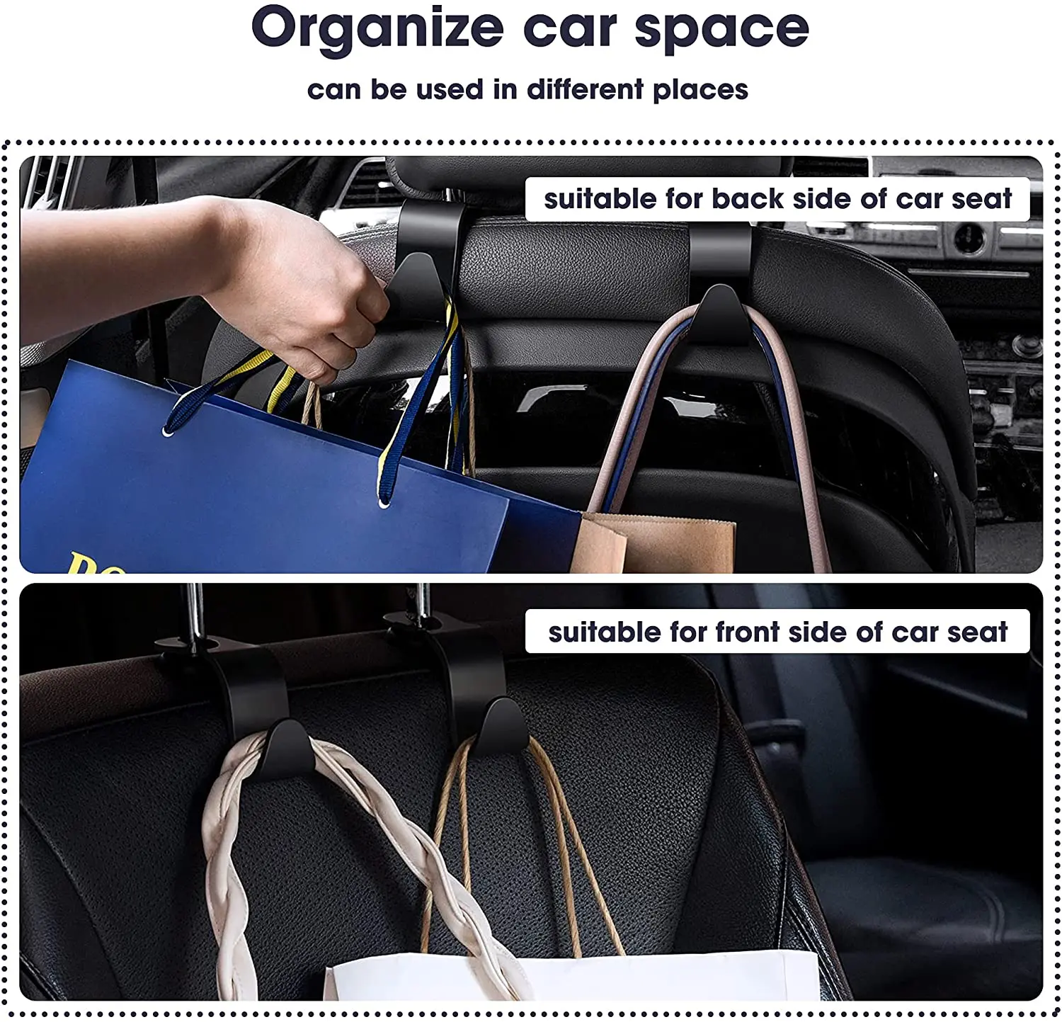 Car Seat Back Hook Universal Headrest Hook Car Accessories Interior Organizer Hanger Holder Storage For Car Bag Handbag Purse-4