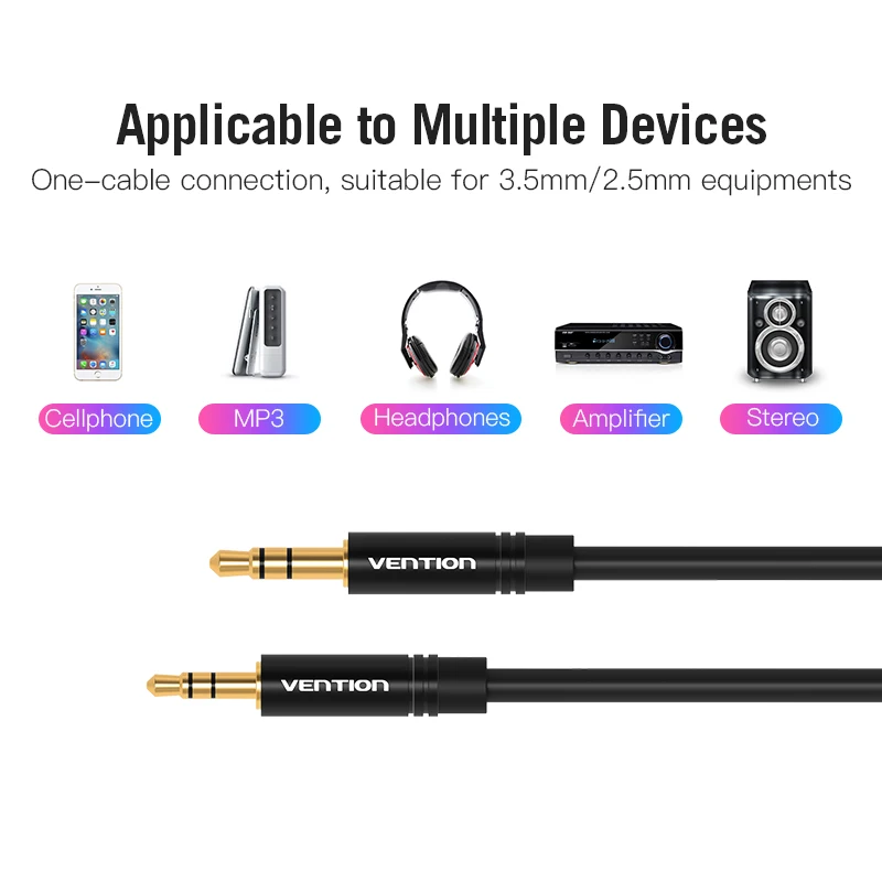 Vention 3.5 to 2.5 Aux Cable Jack 3.5 mm to Jack 2.5 mm Audio Cable Jack 3.5 for Headphone Aux Speaker Connector Cord 2.5 to 3.5-2