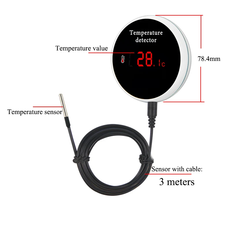KONLEN Tuya Wifi Temperature Sensor 3m Wire Probe Digital Smartlife Thermometer Smart Home Water Pool Thermostat Remote Alarm-6