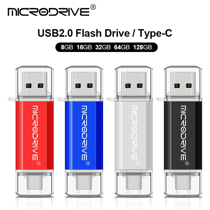 Type C USB Flash Drive OTG 2 IN 1 USB 2.0 Micro USB Pen Drive 128GB 64GB 32GB 16GB 8GB 4GB Pendrive Flash Drive-2