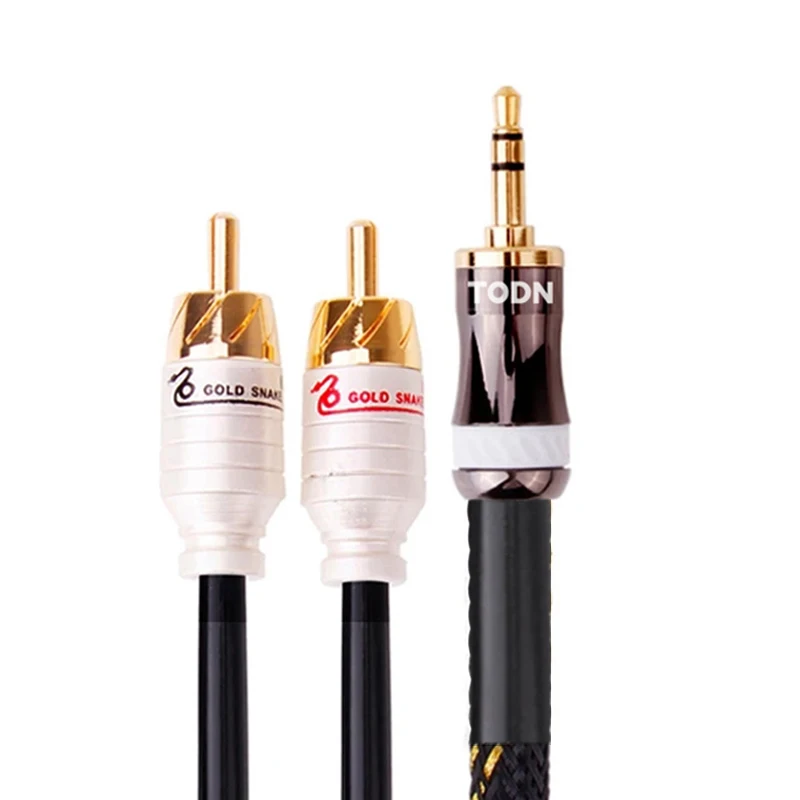 TODN HiFi cable audio RCA cable Audio signal wire plug 3.5mm aux plug convert 2 RCA plug-6