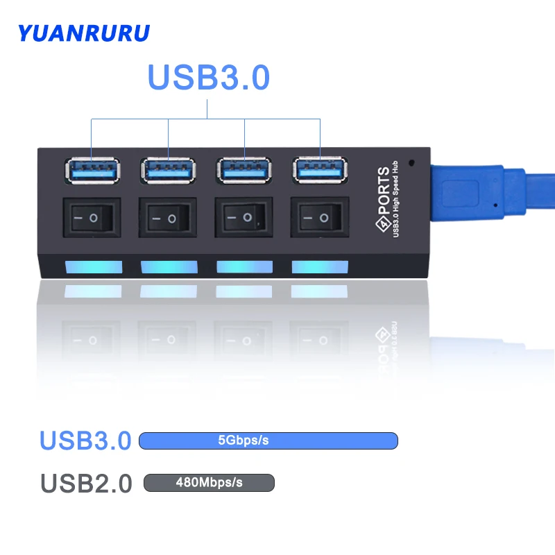 USB Hub 3.0 Hub USB 3 USB 2.0 Multi USB Splitter Power Adapter 4/7 Port Multiple Expander 2.0 with Switch for PC Accessories-2
