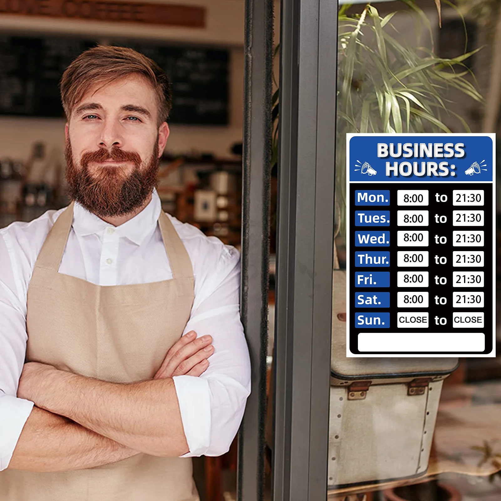 PVC Business Hours Sign with Number Sticker Store Office Window Door Signs Plastic Vinyl Signage Daily Open Times Display-4