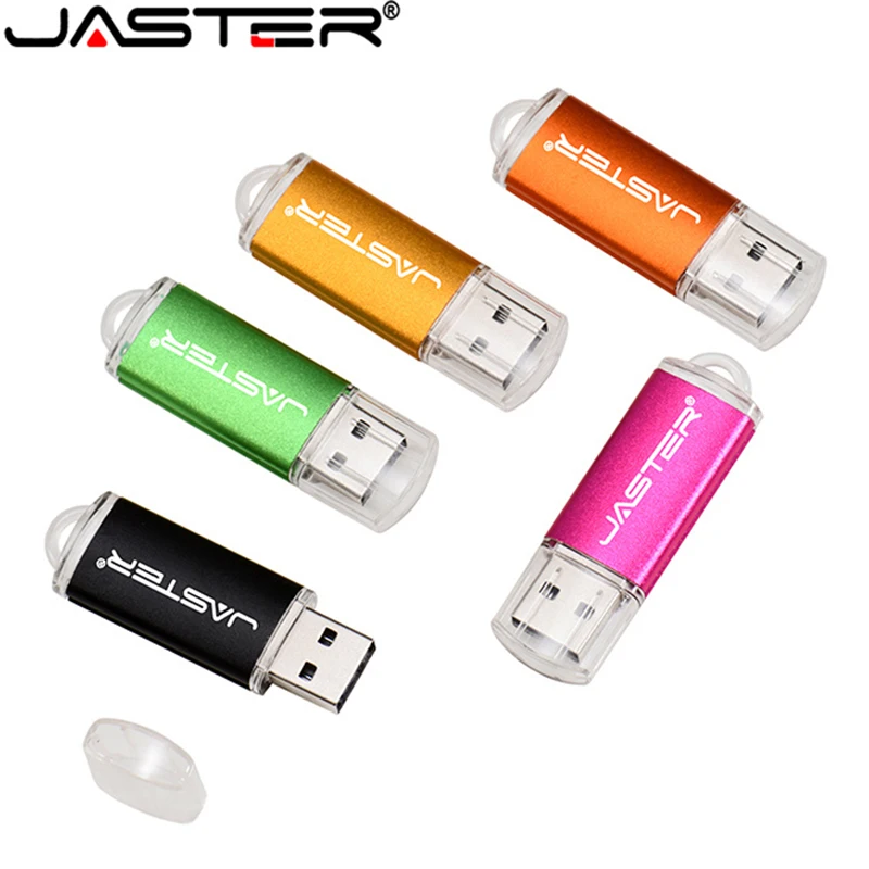 JASTER New Creative With Key Chain USB 2.0 Flash Drive 128GB 64GB 32GB 16GB 8GB 4GB 128MB Pendrive Fashion 9 Colors U Stick Gift-6
