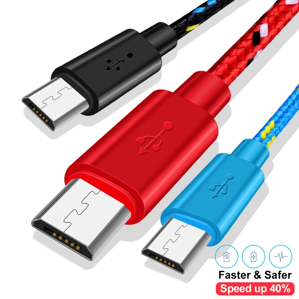 Micro USB Cable 1m/2m/3m Data Sync USB Charger Cable For Samsung Huawei Xiaomi HTC Android Phone Nylon Braided Microusb Cables-6