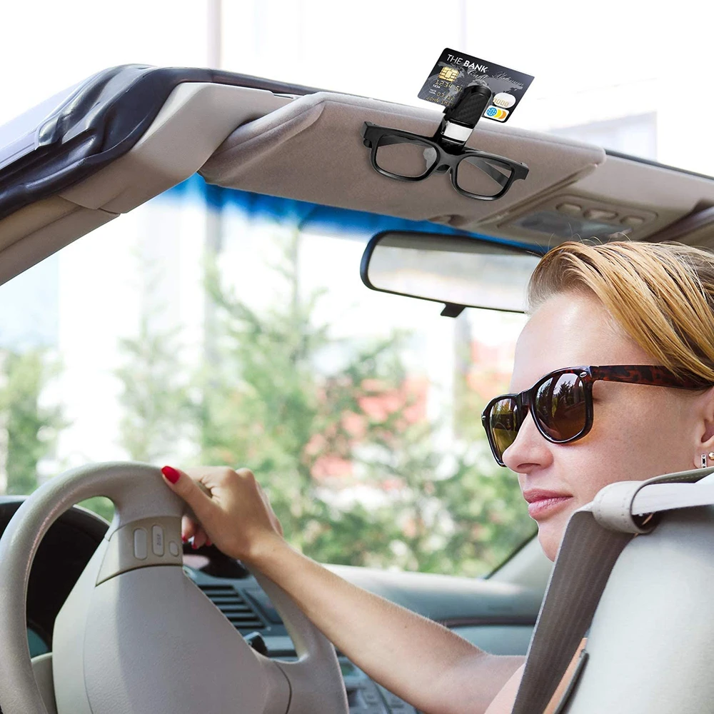 2Pcs Car Sun Visor Sunglasses Clip Car Glasses Holder Portable Ticket Card Clamp ABS Eyeglasses Case Car Accessories-3