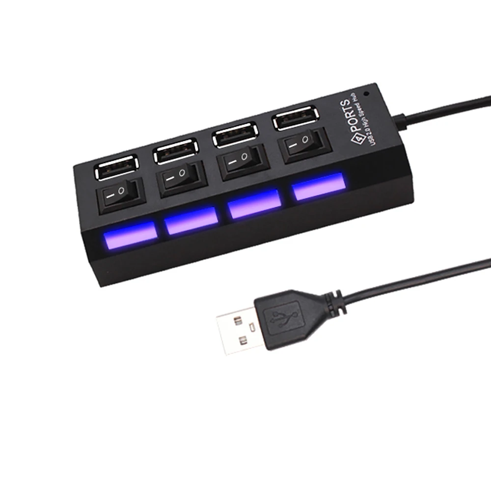 USB 2.0 Hub USB Hub 2.0 Multi USB Splitter Hub Use Power Adapter 4/7 Port Multiple Expander 2.0 USB Hub with Switch for PC-4