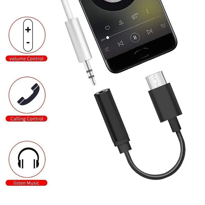 USB C to 3.5mm Headphone/Headphone jack Cable Adapter C Type 3.1 Male Port to 3.5 mm Stereo Female o Headphone Headphone Adapter-4