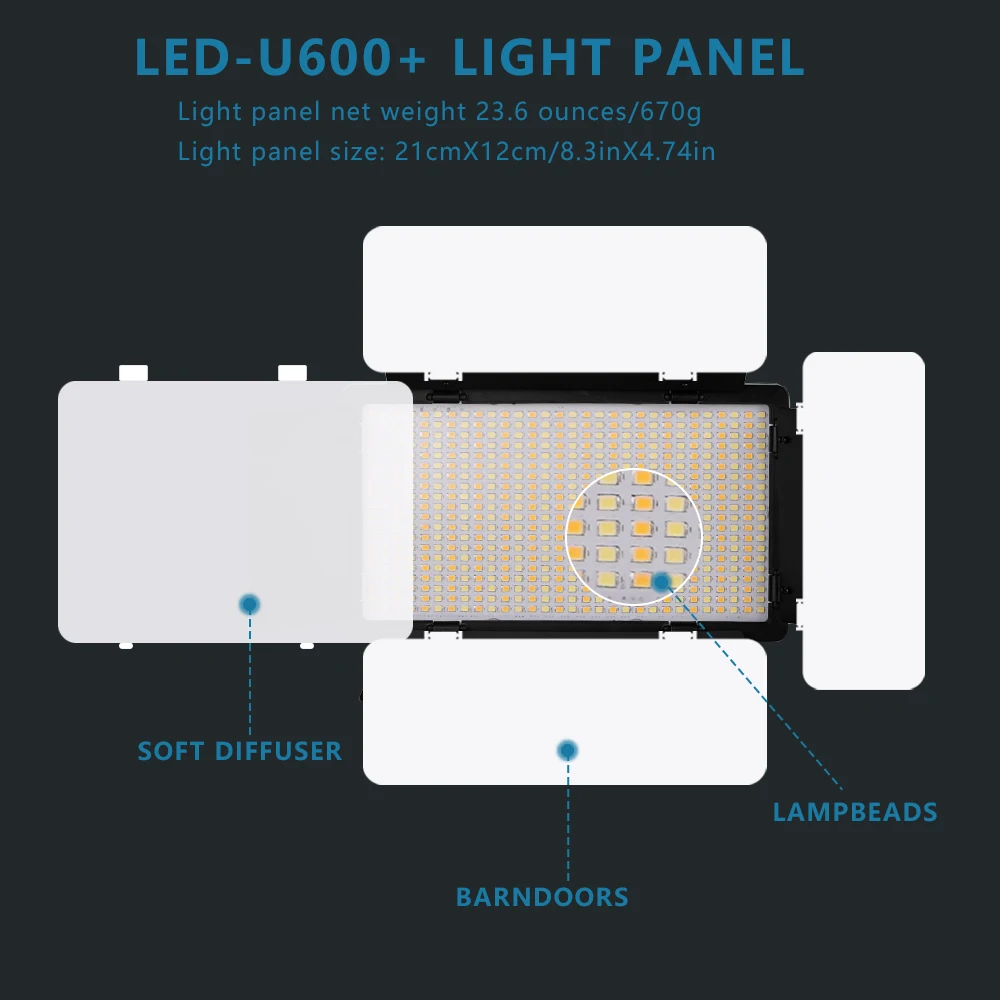 Nagnahz U800 LED Photo Studio Light for Tiktok Youbute Game Live Video Lighting Portable Video Recording Photography Panel Lamp-2
