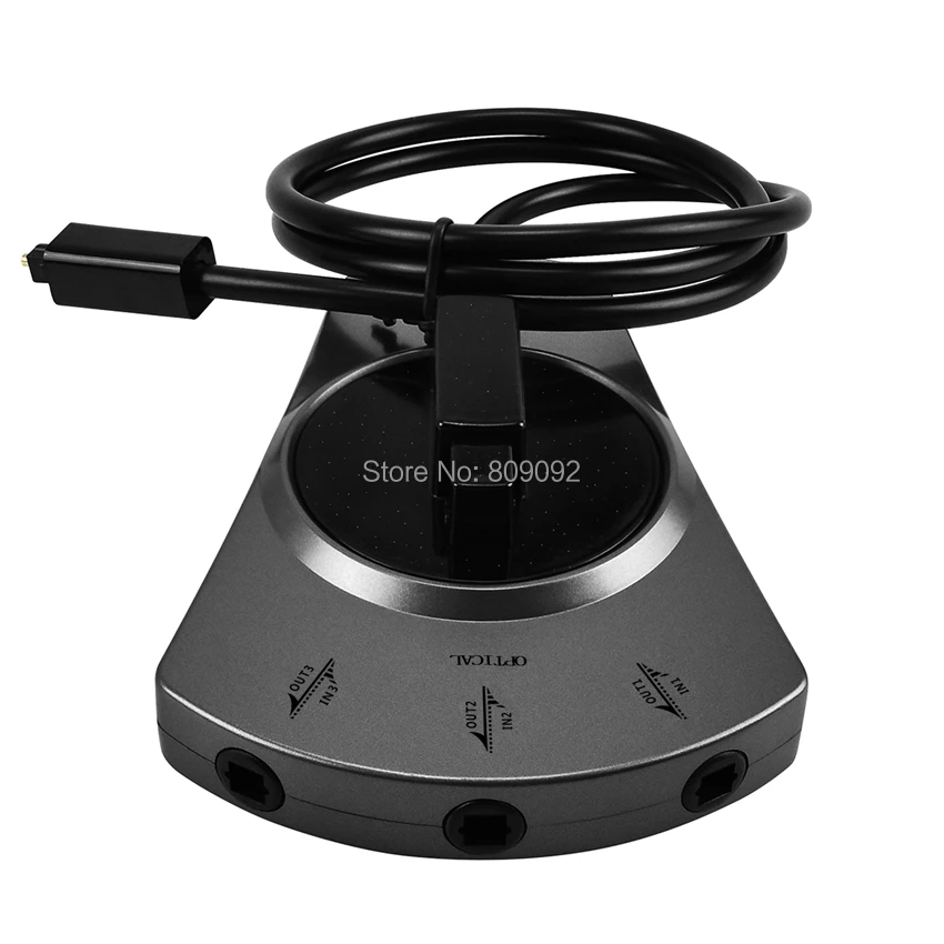 High quality Digital Optical Audio Switch SPDIF Toslink Cable 3-Way Switcher Adapter Selector Hub Box for DVD CD player-2